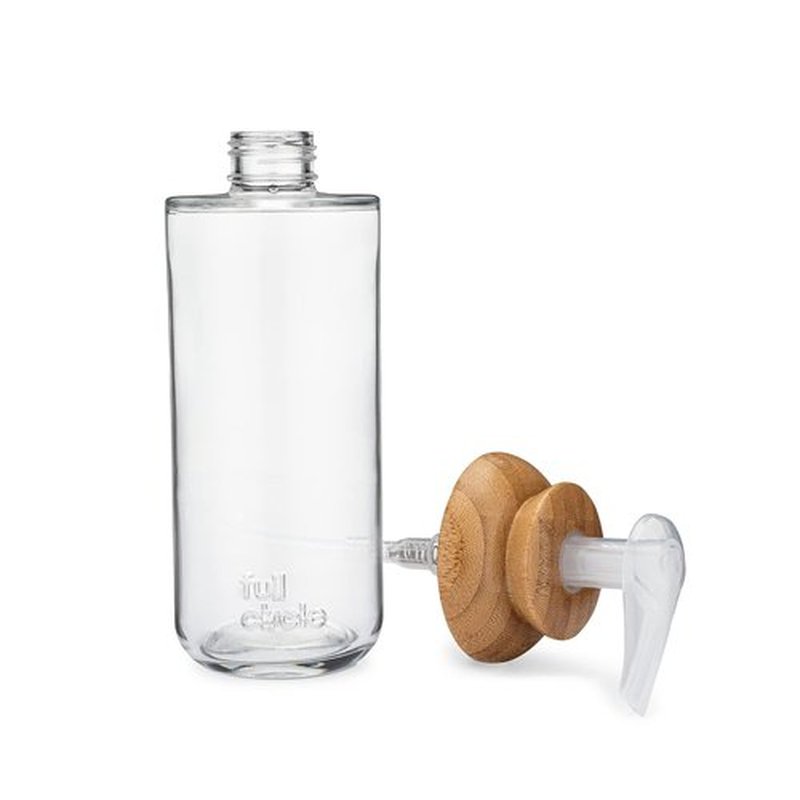 Full Circle Soap Opera Recycled Glass Soap & Lotion Dispenser - 12-Ounce Clear with Bamboo Lid