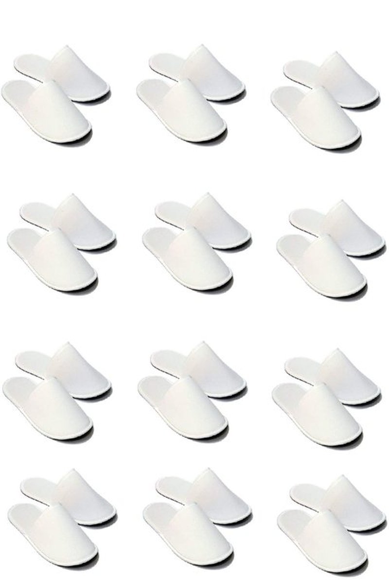 CHOCHILI 12 Pairs Fabric Packed Disposable Hotel Slippers for Airbnb Spa Salon Party Wedding Guests - Fits up to Adult US Men Size 10 & Women Size 11, White