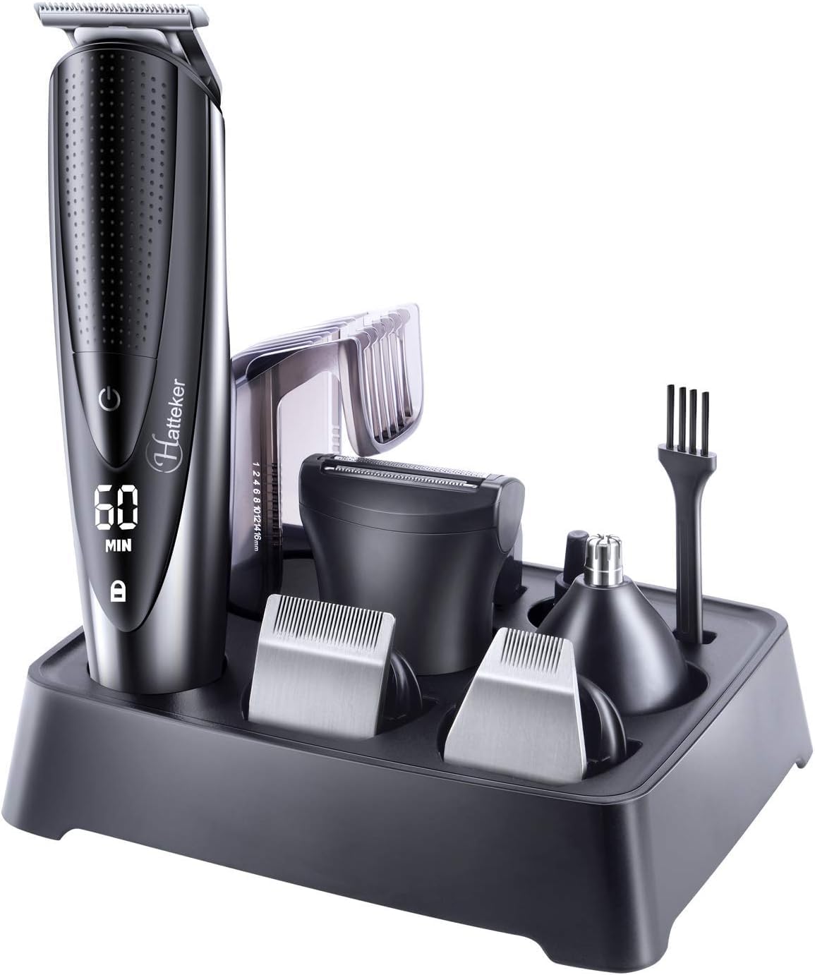 Hatteker Beard Trimmer Hair Clippers Mustache Trimmer Shavers for Men Hair Trimmer Nose Trimmer Body Trimmer 5-in-1 Cordless Haircut Kit for Men Waterproof