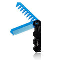 Fengliren Protable Folding 2 in 1 Hair Comb Dence Tooth Comb Wide Tooth Comb Sparse Styling Pocket for Combing Straight hair Curly Hair Beards Mustaches for Men Barber Hairdresser (Blue)