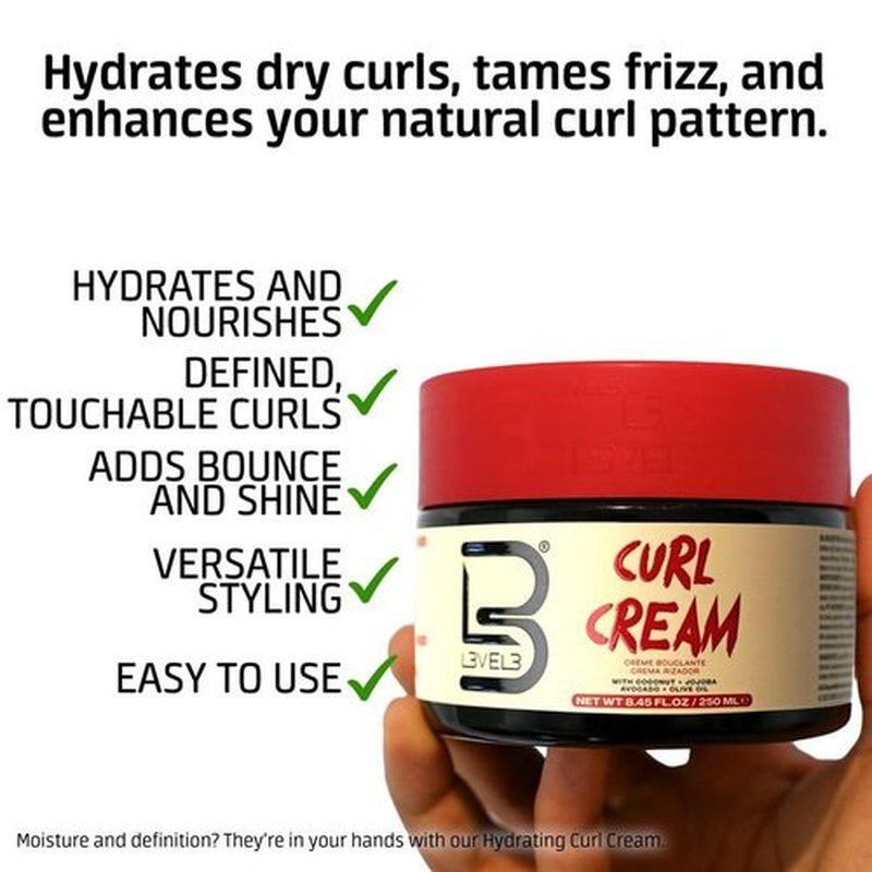 Skiennix Level 3 Hydrating Curl Cream - Coconut & Jojoba Oil for Coily & Curly Hair - Moisture & Shine Lock