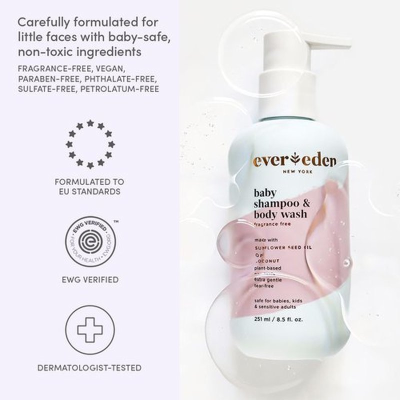Evereden Baby Shampoo & Body Wash - Gentle 2-in-1 Hydrating Formula for Sensitive Skin | 8.5 fl oz