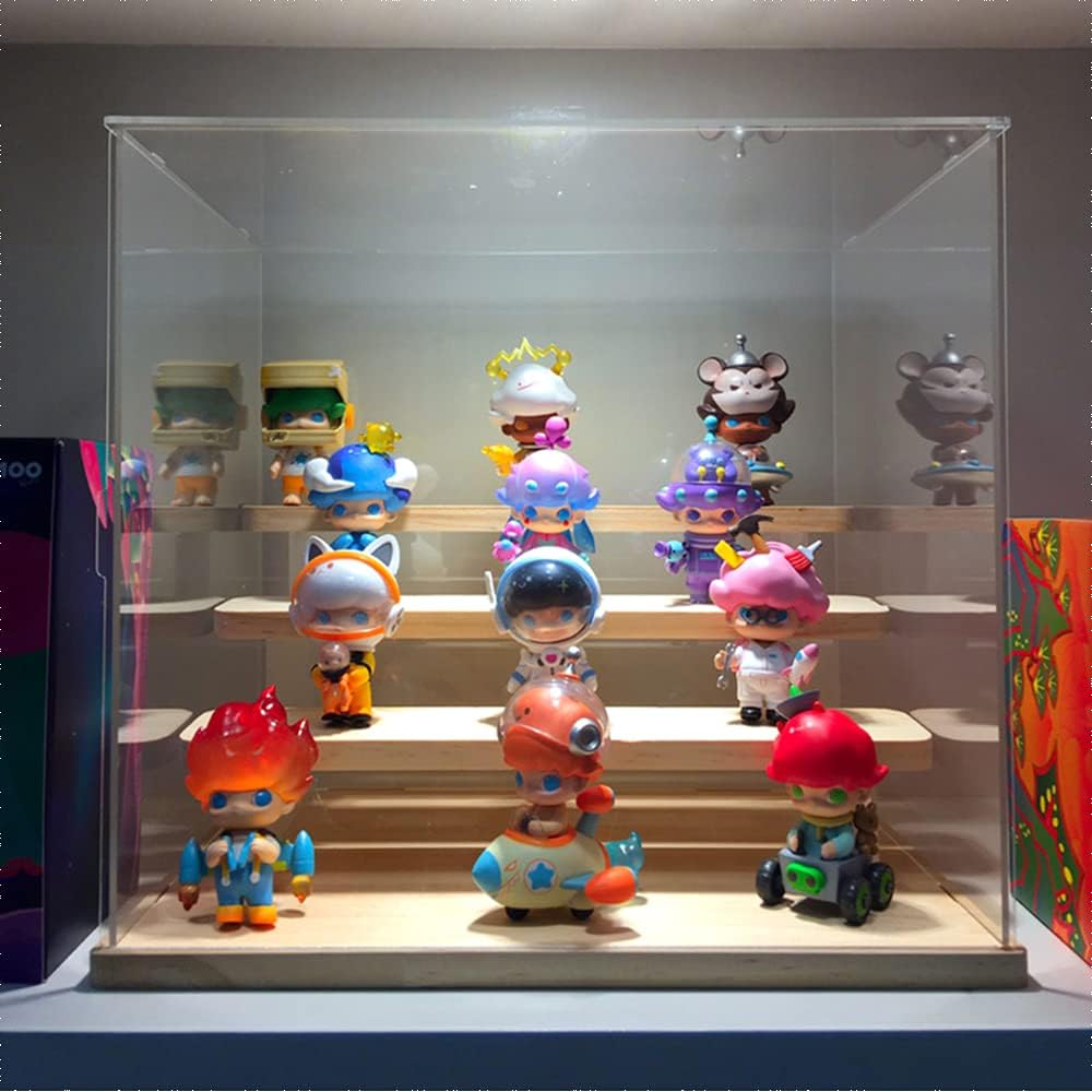 Nynelly Clear Acrylic Display Case for Collectibles, 4 Tier Display Box with Door, Assemble Countertop Showcase Storage Organizer for Minifigures Funko Pop, Miniature,12.4" L x 9.5" W x 11.6" H