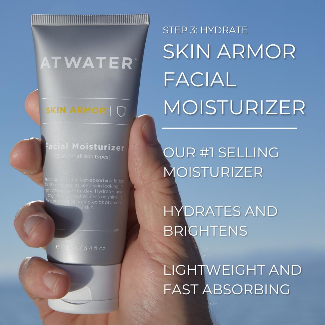 ATWATER Midnight Voyage Gift Set – 3-Piece Men’s Skincare Kit with Face Scrub, Eye Cream & Facial Moisturizer, Clean Skincare Set for Travel & Daily Hydration