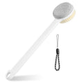Callus Remover for Feet & Foot Scrubber - Upgraded Dual Sided Pedicure Tools for feet with Natural Pumice Stone and Nylon Brush, Foot Brush for Dead Skin Care, 14.2"x1.8", Hanging Hole Design (White)