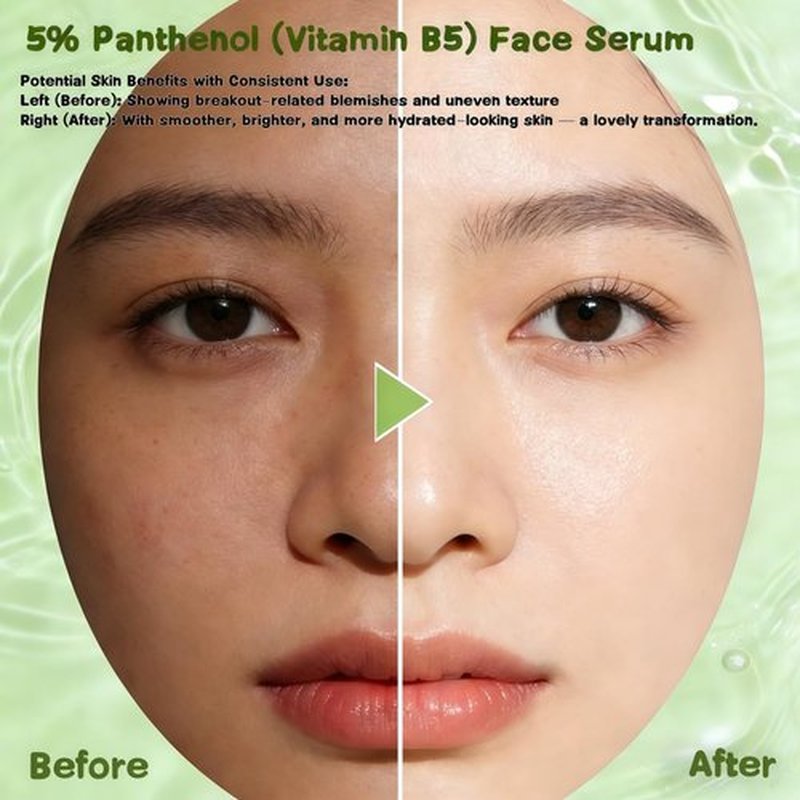 5% Panthenol (Vitamin B5) Face Serum | Sensitive Skin Barrier Support, Hydrating Soothing Serum for Dry Skin, Strengthen Skin Barrier & Soothe Redness, Fragrance-Free for Delicate & Acne-Prone Skin