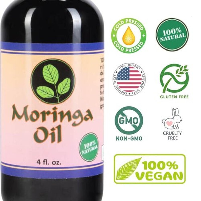Moringa Energy Life Moringa Oil 4 oz – 100% Pure Moringa Seed Oil, Cold-Pressed for Face, Skin and Hair, Body, Oil