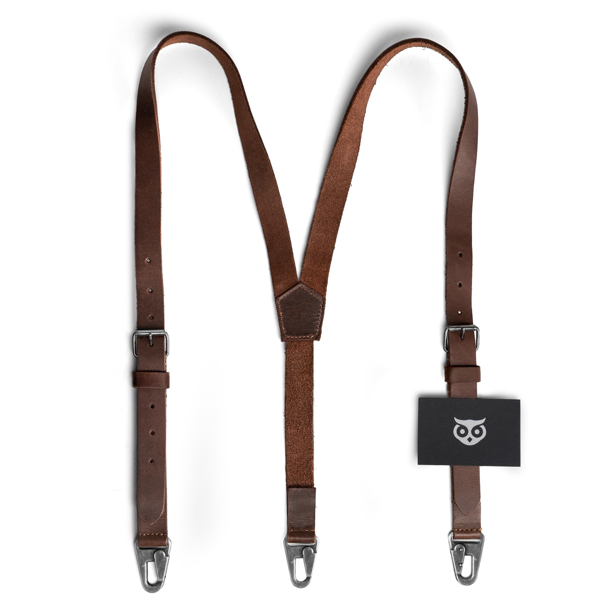 Hide & Drink Mens Leather Suspenders w/hooks, Mens western suspenders, Jeans, Dress pants, Wedding party, Groomsmen, Work suspenders for men, Heavy duty, Brown leather suspenders