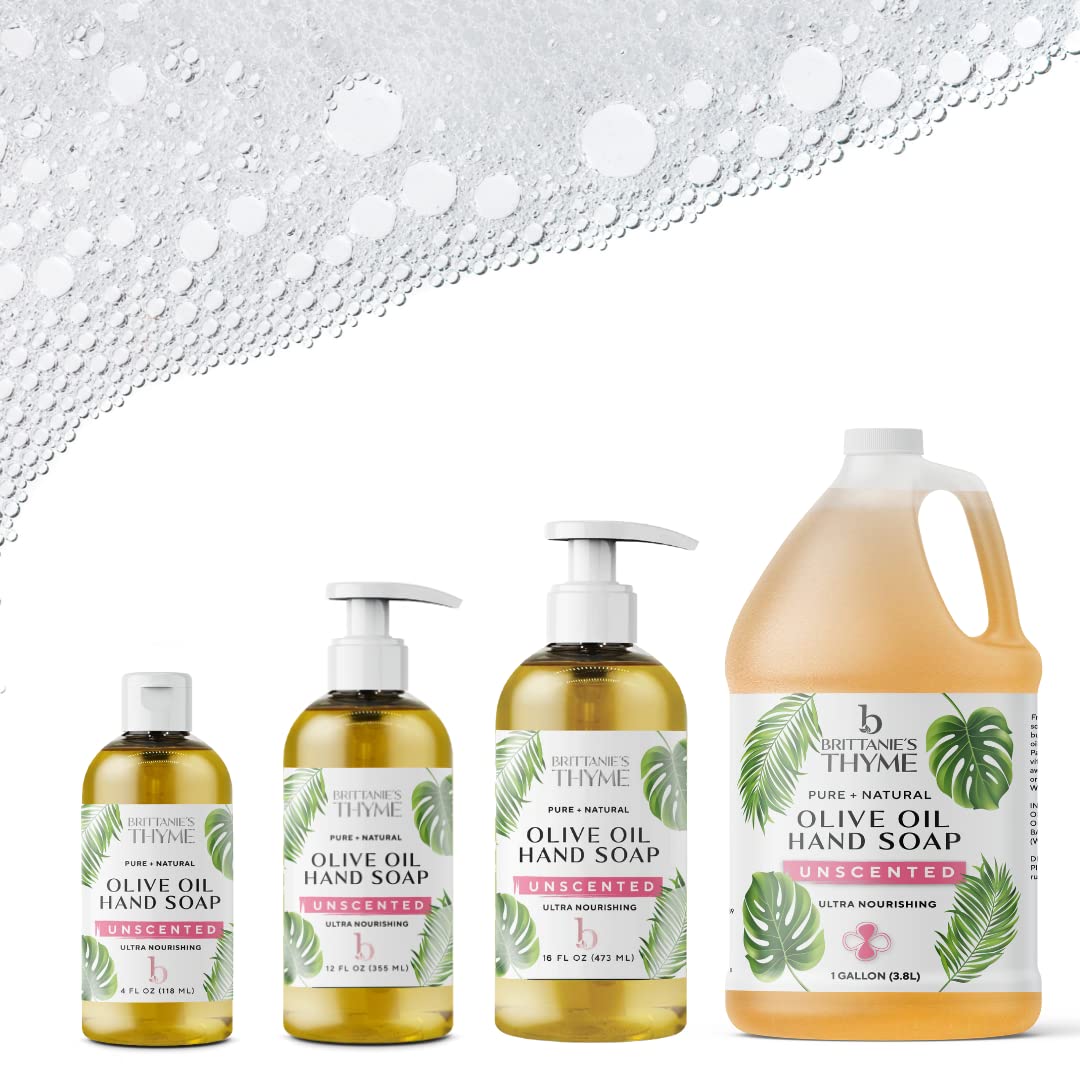 Brittanie’s Pure Castile Liquid Soap Refill, Unscented, 12 Ounce 3 Pack | Dish Soap, Hair & Body, Home, Gentle and Pure, Made with Natural Luxurious Oils, Vegan & Gluten Free Non-GMO
