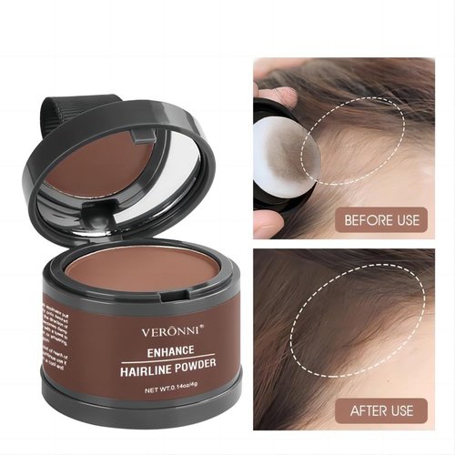 Hairline Powder Root Touch Up Hair Color, Instant Hairline Powder for Thinning Areas and Gray Hair Coverage, Natural and Non-greasy Root Cover up for Women and Men (Dark Brown, 06)