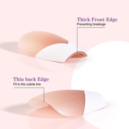 NMKL38 300Pcs V Shape Classical French Tip Nails, 15 Size Press on Nails, French Tip Gel Nails for DIY Nail Art