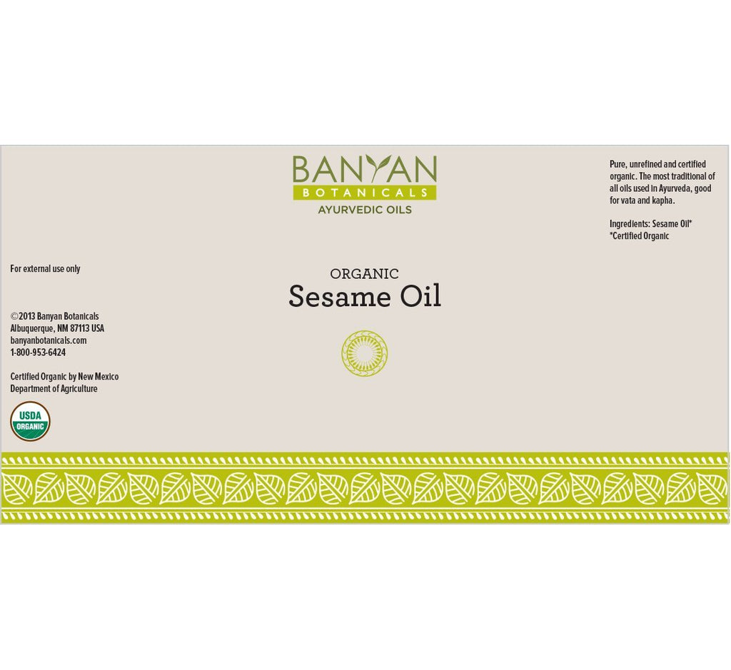 Banyan Botanicals Organic Unrefined Sesame Oil – Rich & Warming Ayurvedic Massage Oil for Body & Scalp – Traditional Abhyanga Oil for Deep Tissue Grounding & Recovery – 34 oz – USDA Organic