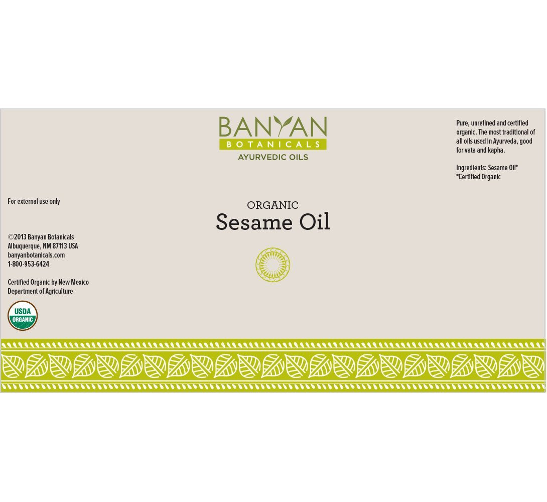 Banyan Botanicals Organic Unrefined Sesame Oil – Rich & Warming Ayurvedic Massage Oil for Body & Scalp – Traditional Abhyanga Oil for Deep Tissue Grounding & Recovery – 34 oz – USDA Organic