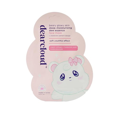 Dearcloud Beary Glowy Skin Face Mask | Deep Moisturizing Dew Essence with Vegan Collagen & Hyaluronic Acid (3 Count)