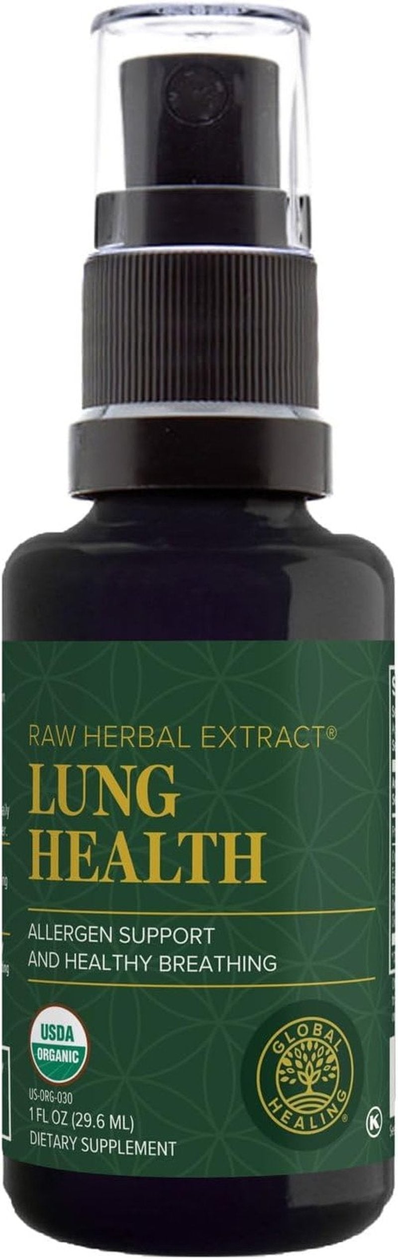 Global Healing Organic Lung Health Supplement - Herbal Nasal Decongestant Spray for Respiratory Support | 1 Fl Oz