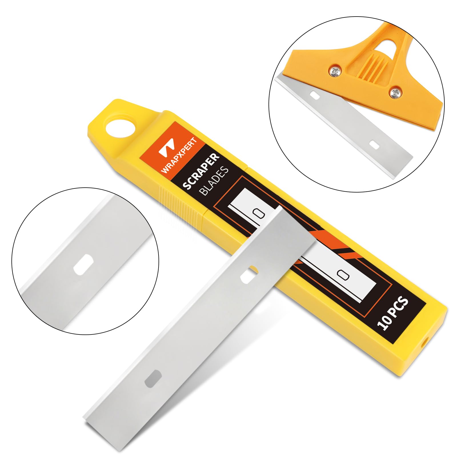 WRAPXPERT Scraper Blade 4 inch 100pcs Replacement Razor Blades for Cleaning Glass Wall Windows Stove