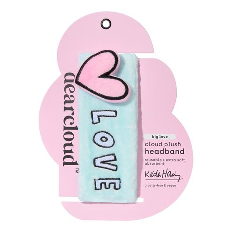 dearcloud Keith Haring Cloud Plush Headband, Skincare Headband for Washing Face, Makeup, and Self Care (Big Love)