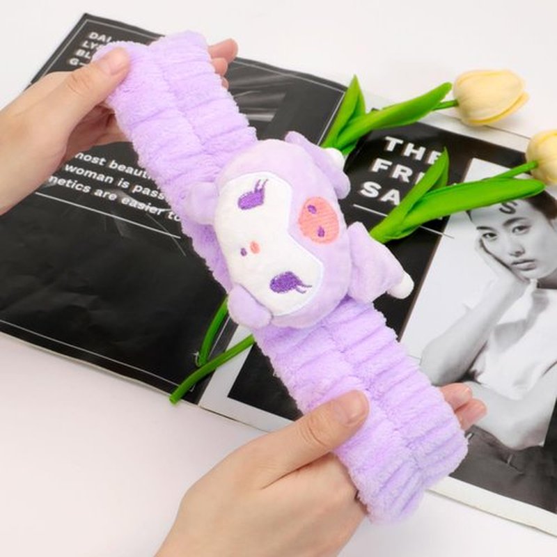 PERFECTSIGHT Kawaii Headband for Spa, Makeup, Washing Face, Party - 2 Pack Cute Hair Band for Shower Beauty Skincare, Soft Facial Headbands for Girls and Women (Purple+Blue)