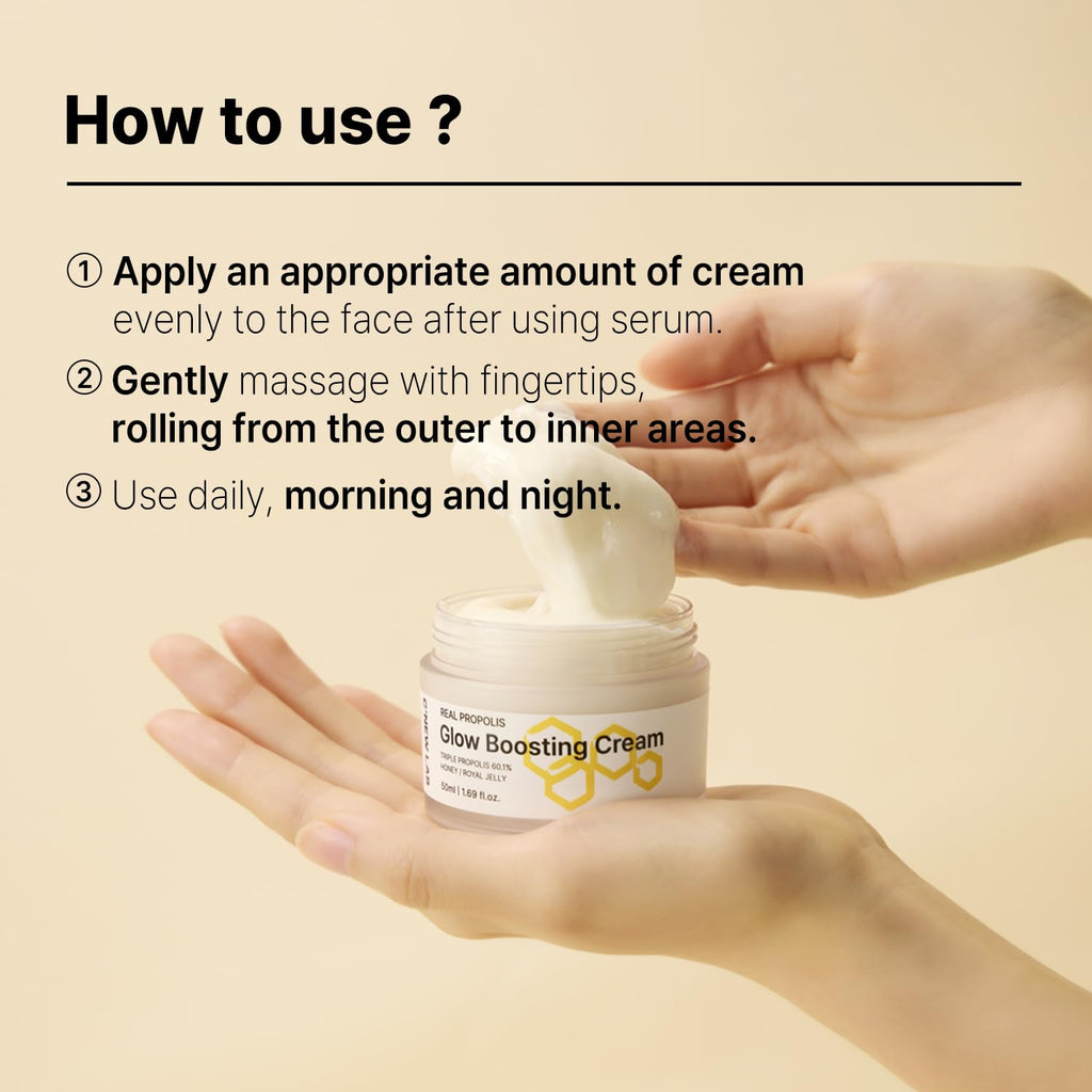 C’NEW LAB Real Propolis Glow Boosting Cream 50ml (1.69 fl. oz.) | Deep Nourishing Facial Cream for Radiant Skin | Propolis Extract, Panthenol, Allantoin, Sun Flower Seed, Korean Skin Care