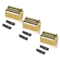 3 pack Professional Replacement Foil and Cutters for BaBylissPRO Barberology Double Foil Shaver, Compatible with BaBylissPRO Barberology FXFS2 Shaver，Gold