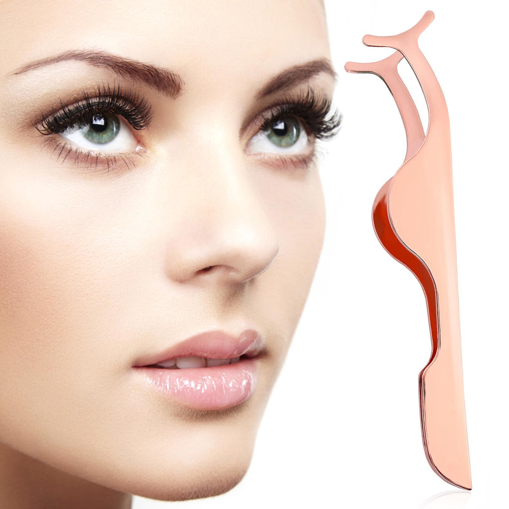 2 Pcs False Eyelashes Applicator Stainless Steel Remover Clip Tweezers Fake Lash Clusters Separator Professional Lash Extension Curlers Curved Eyelash Tweezers for Wearing and Removing Eyelashes