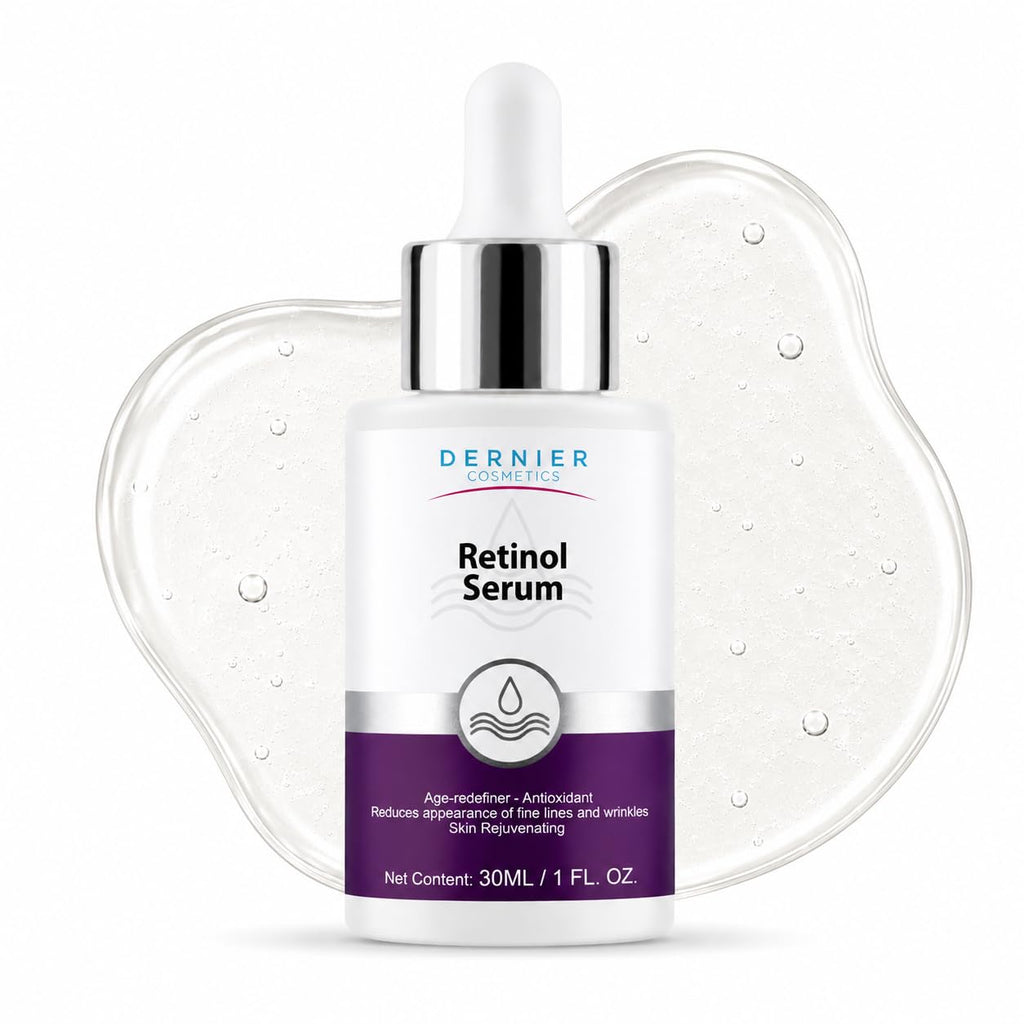Dernier Beauty Skin Care – Retinol 1% & Hyaluronic Acid 0.5% Anti-Aging Serum for Face, Wrinkle Reduction, Skin Texture Support for Acne Prone Skin, (1 fl oz)