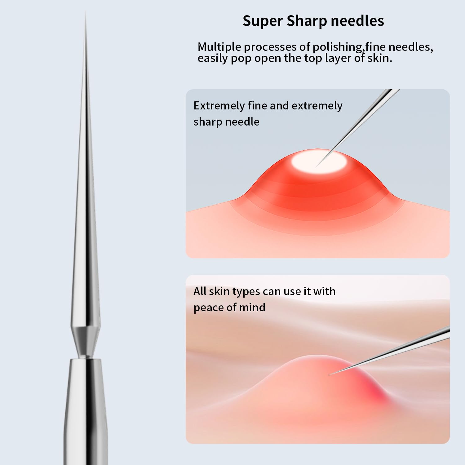 ZIZZON Titanium Lancet Needle Acne Blackhead Remover Pimple Extractor Popper Tool