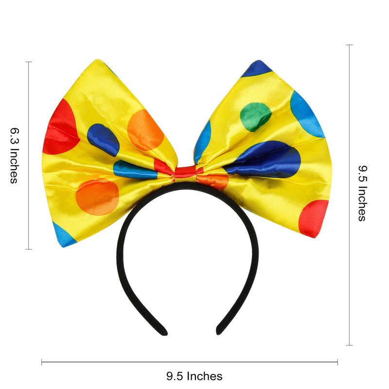 WOVOWOVO Polka Dot Bow Headband for Women, Giant Bow Headband Colorful Clown Costume Hair Accessory for Parties, Halloween, Cosplay, Dress Up for Women