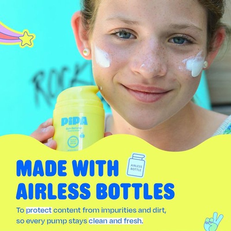 Pipa Sun-Sational 100% Mineral Daily Sunscreen SPF 30, 50 ml | Liquid Everyday Face Lotion with Zinc Oxide | Unscented & Gentle for Sensitive Skin | Kids & Tweens Skin Care