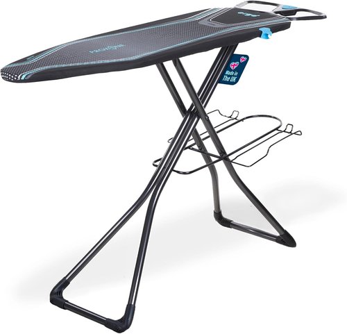 Minky Homecare Ergo Plus Prozone Ironing Board - Full Size Freestanding Table with Heat Reflective Cover | 48" x 15" (Gunmetal & Blue)