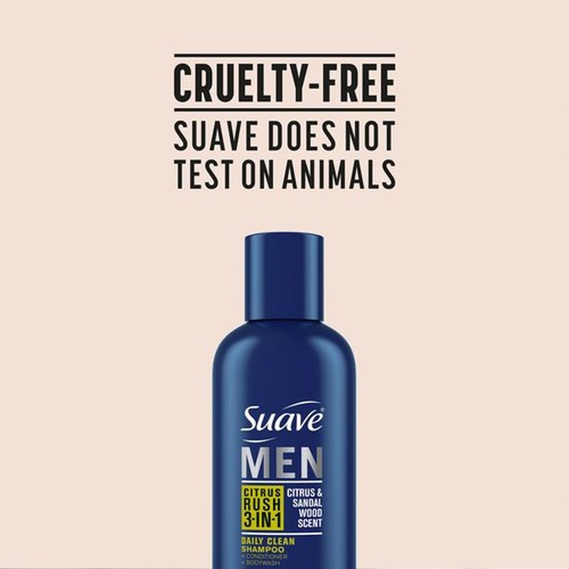 Suave Men’s 3-in-1 Shampoo, Conditioner, & Body Wash, Travel-Size 6-Pack, Citrus Rush, 3 Oz Ea
