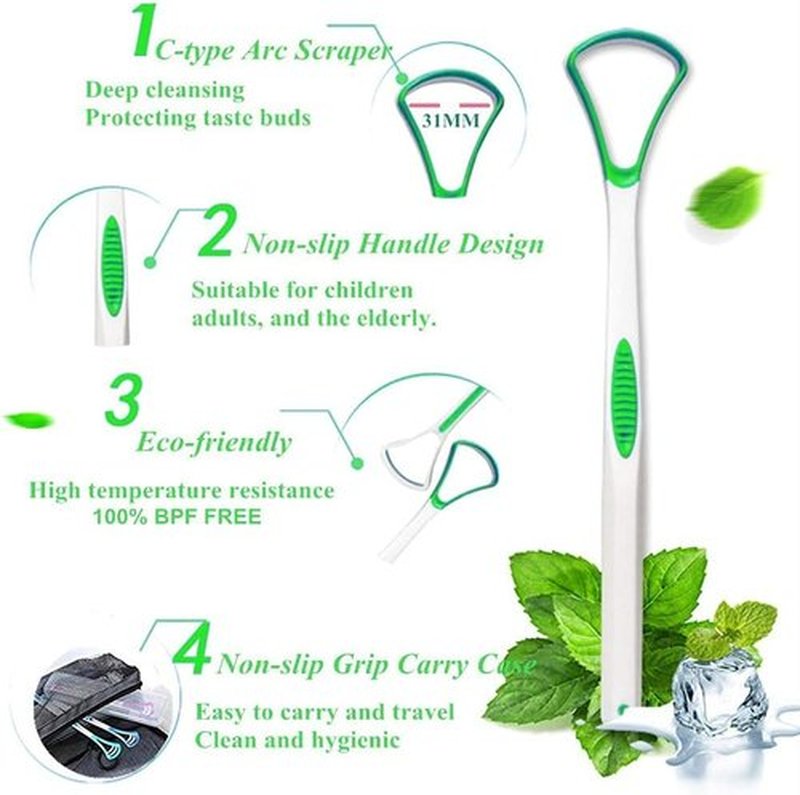 **Tongue Scraper | 100% BPA Free Oral Care Tool with Travel Case - 4 Pack for Adults & Kids**