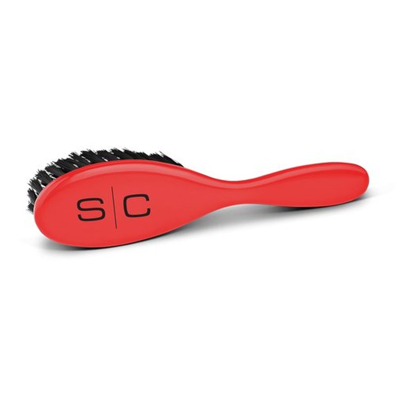 StyleCraft The Fresh Cut Professional Fade and Cleaning Barber Hair Brush with Soft Nylon Bristles Set of 3, Red