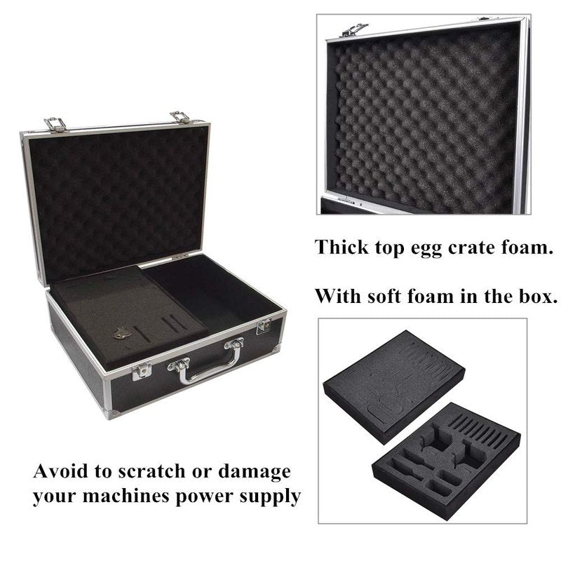 Yuelong Black Tattoo Makeup Carry Case - 12.6" x 9.5" x 5.1" Double Lock Key Aluminum Storage with Sponge