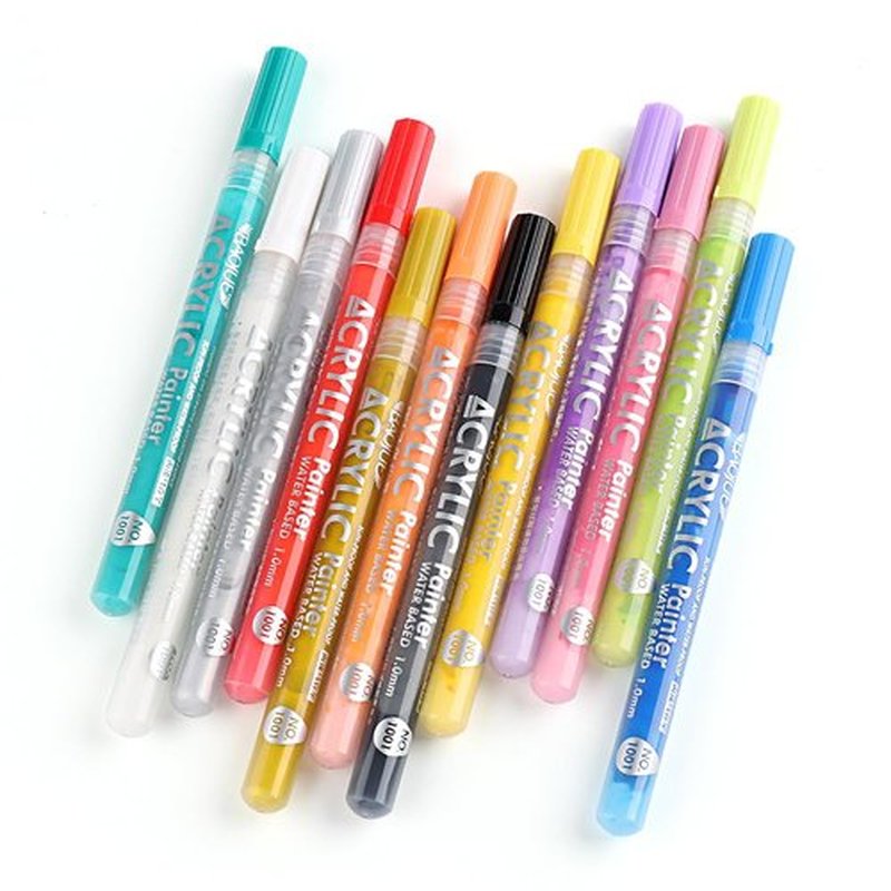 SUTOKAKA 12 Colors Nail Art Pens Set, Graffiti Dotting Nail Polish Pens Drawing Painting Point Liner Acrylic Painted Pen Kit for Home & Salon DIY Nails Art Design Manicure Tools