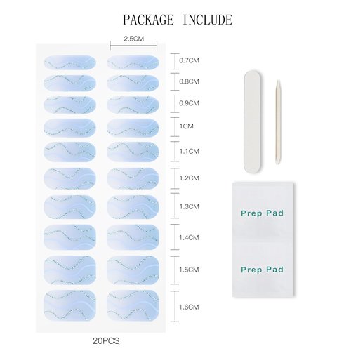 JMEOWIO Gel Nail Stickers French Tip Gradient Semi Cured Gel Nail Strips Wraps UV/LED Nails Art Design Decoration Accessories