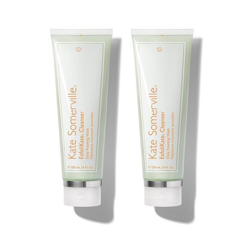 Kate Somerville ExfoliKate Cleanser – Daily Exfoliating Foaming Face Wash – Clinically Formulated Glycolic Acid and Lactic Acid Gentle Facial Scrub, 2-Pack of 4 Fl Oz Each