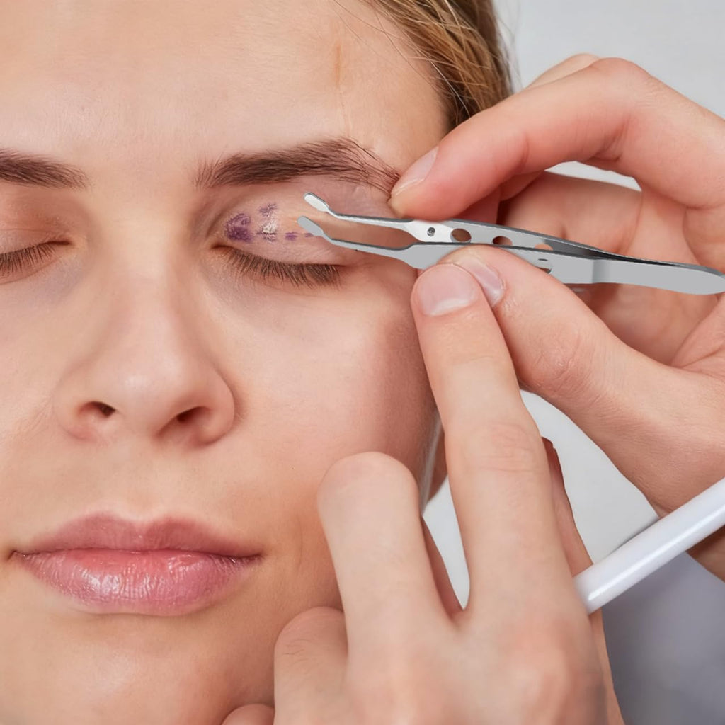 TEHAUX Meibomian Gland Expressor, Eyelid Massage Tool with Safety Stop Pin to Unclog Eye Oil Glands, Professional Dry Eye Tool for MGD & Chalazion Relief (Silver)