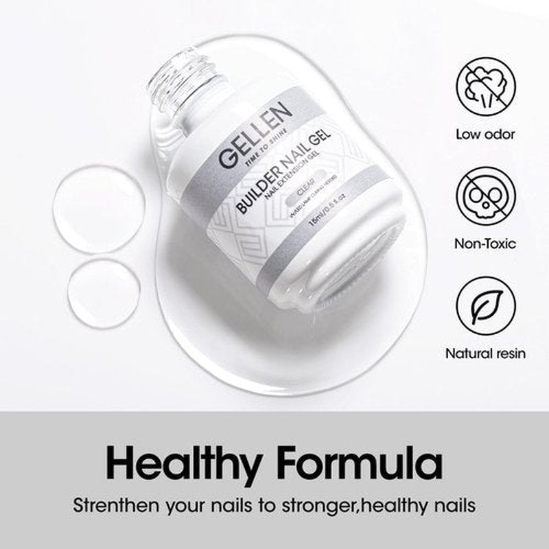 GELLEN Clear Builder Gel for Nails, 7-In-1 Clear Exetension Nail Gel Hard Gel Polish for Thickening Sculpting Natural Nails Strengthener in a Bottle for Nail Art, U/V LED Lamp Cured