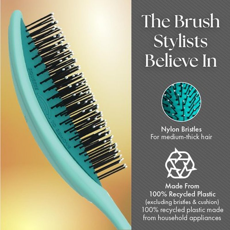 Olivia Garden OG Detangler Brush – Removable Cushion, Gentle Scalp Massage & Detangling for Wet or Dry, Medium to Thick Hair – Turquoise
