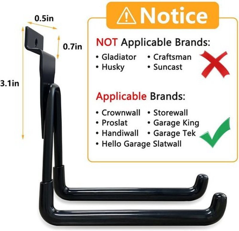 Slatwall Hooks - Multi-Size Garage Storage Utility Hanging Hooks | 14 Pack in Black