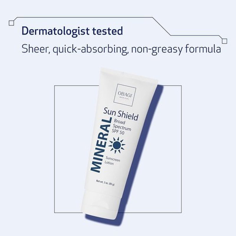 Obagi Sun Shield Mineral Sunscreen - Hypoallergenic Broad Spectrum SPF 50 - Sheer Quick-Absorbing Formula | 3 oz