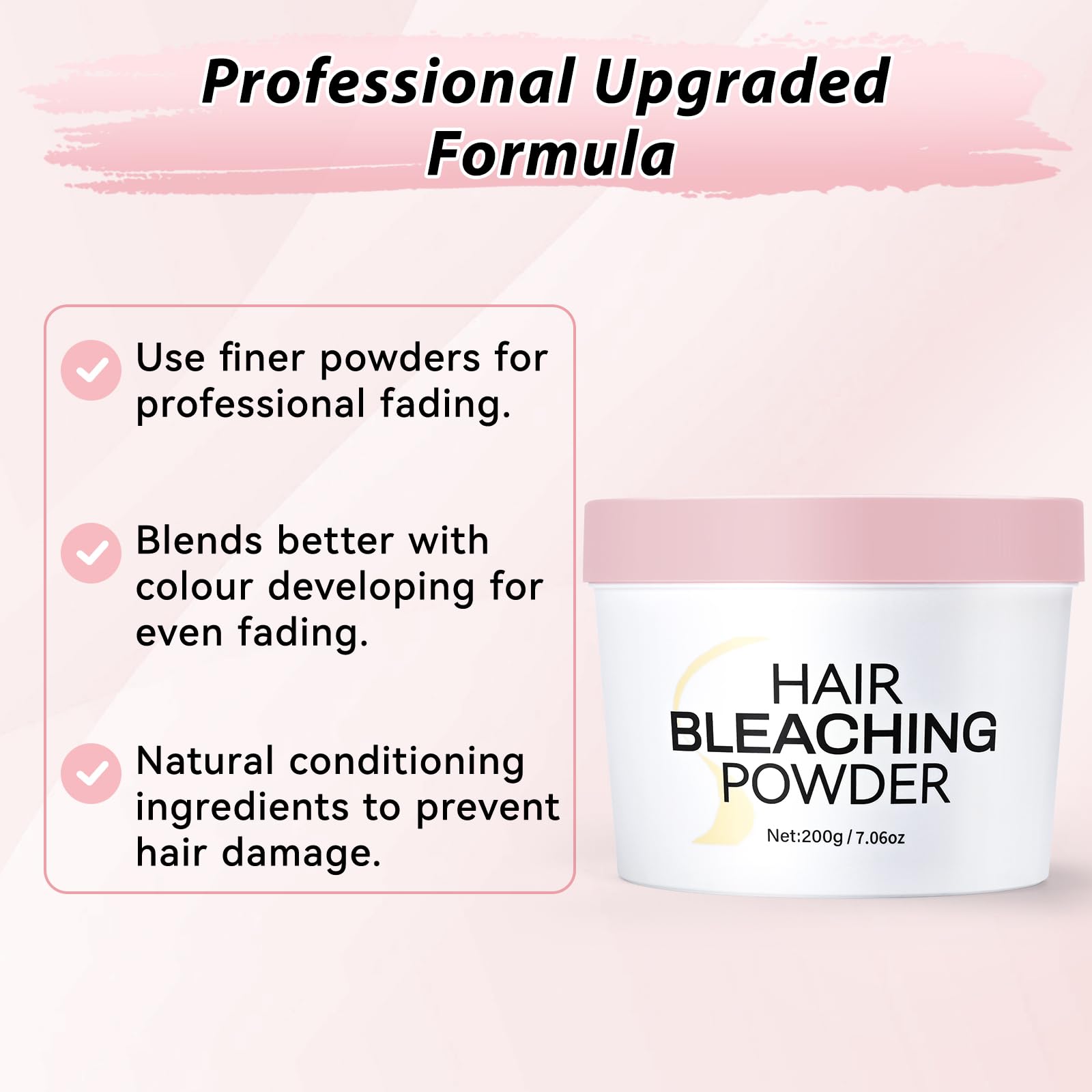 Hair Bleach Powder, Professional Lightening Bleach for Hair, Strong & Gentle Bleach Powder for Hair, Up to 8 Levels of Lift for Hair Highlights(200g/7.02oz)