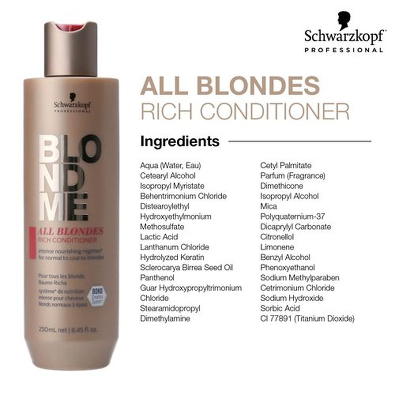 BlondMe All Blondes Rich Conditioner - Nourishing Treatment for Normal to Coarse Color-Treated Blonde Hair (300ml)