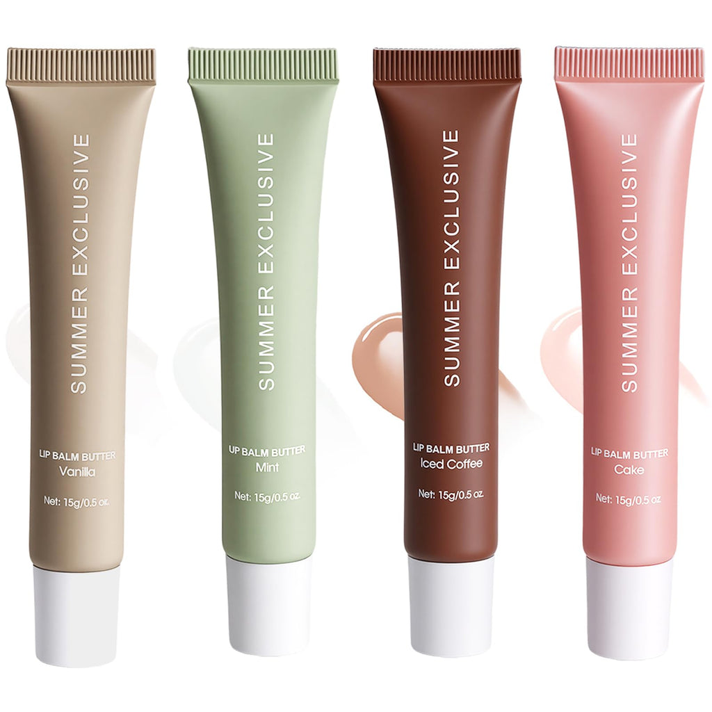 4 Color Summer Exclusive Lip Balm Butter,Tinted Lip Balm,Nourishing Lip Gloss with Natural Ingredients for Women and Girls,Soothes & Softens Dry Lips,Lip Care Gift Set for Birthday Christmas.