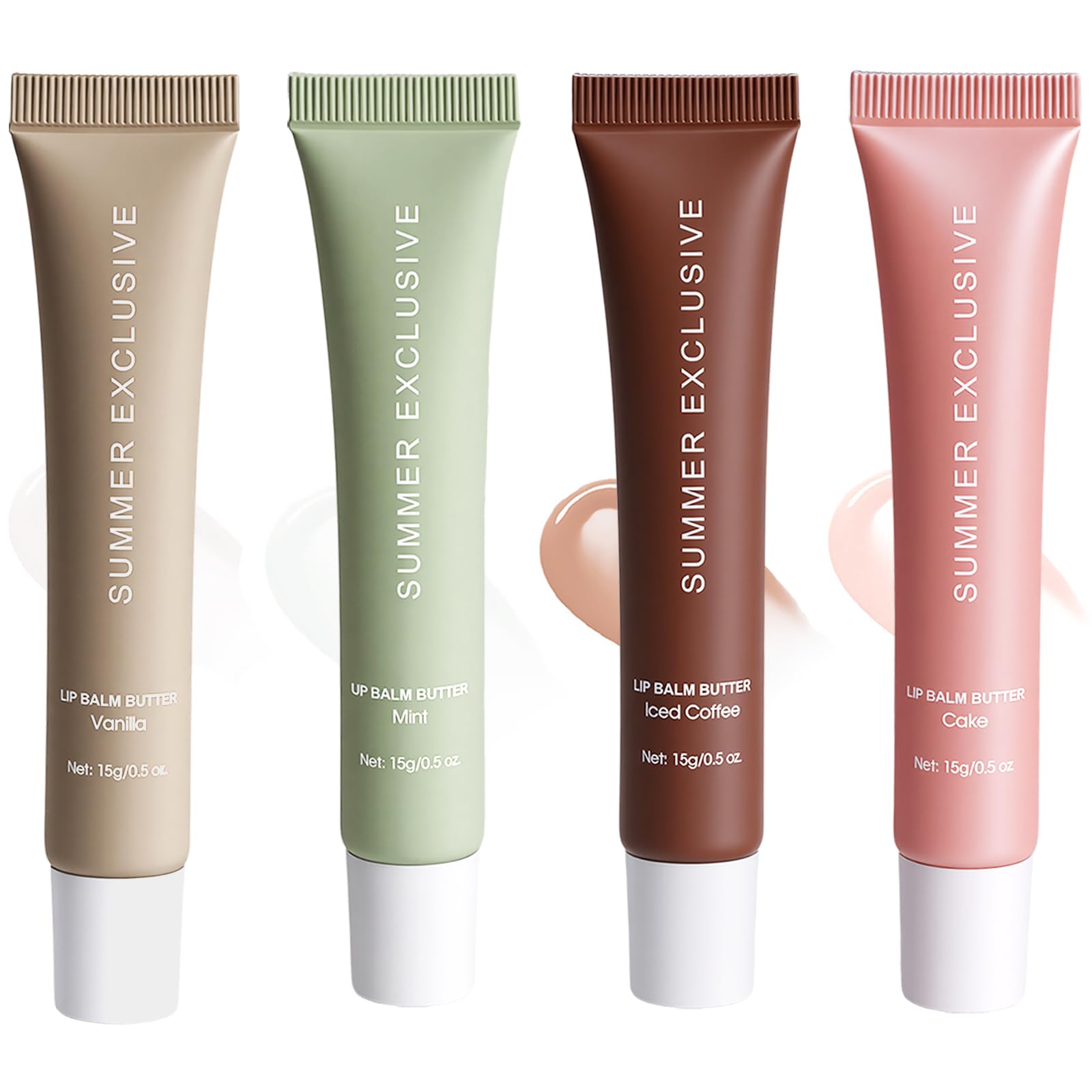 4 Color Summer Exclusive Lip Balm Butter,Tinted Lip Balm,Nourishing Lip Gloss with Natural Ingredients for Women and Girls,Soothes & Softens Dry Lips,Lip Care Gift Set for Birthday Christmas.
