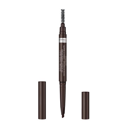 Rimmel Brow This Way Eyebrow Definer - Double-Ended Pencil for Sculpting & Defining, 003 Dark Brown, Vegan Formula, 0.01 oz