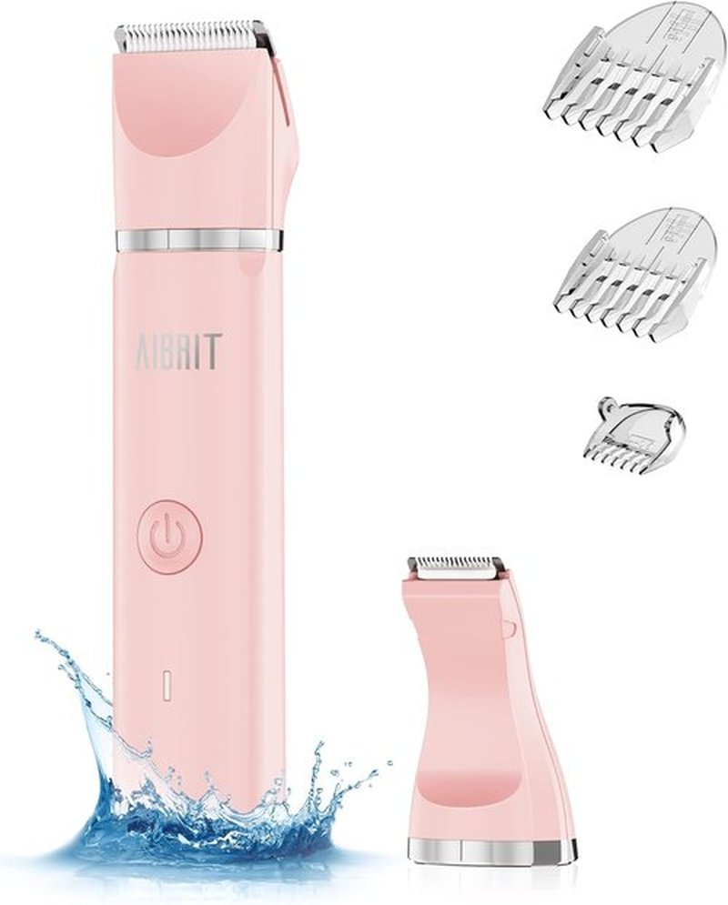 AIBRIT PRO Electric Bikini Trimmer for Women - 2-in-1 Painless Hair Removal Razor | Portable Waterproof Shaver with 2 Heads