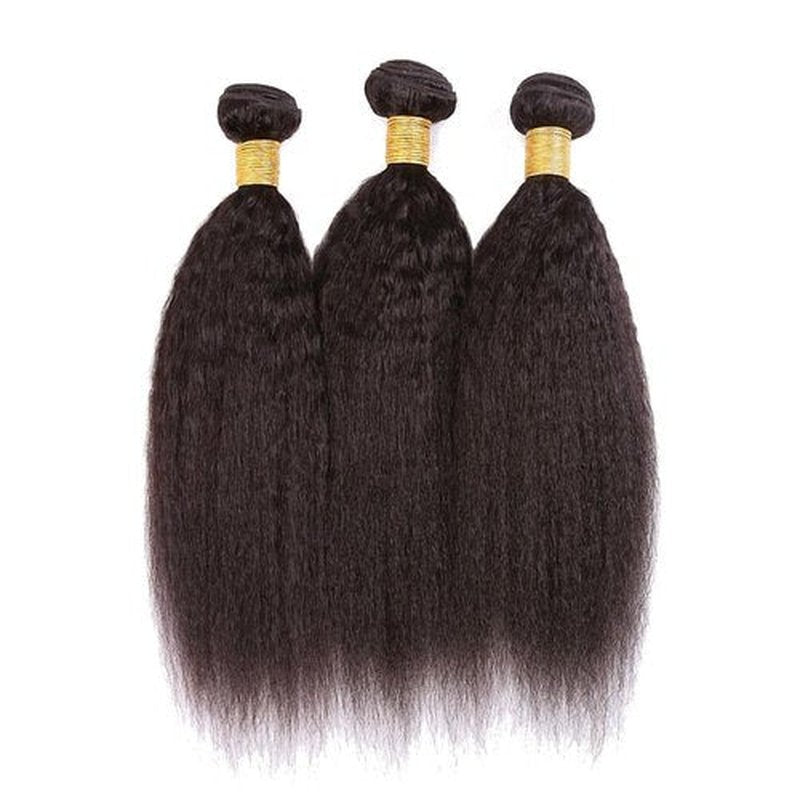 Color #4 Yaki Straight Human Hair Bundles Dark Brown Bundles Chocolate Brown Weave Double Weft Brazilian Human Hair Extensions Silky and Soft for Black Women 16 18 20 Inch