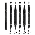 QIUFSSE 5Pcs Double-headed Liquid Eyeliner Stamp Pencil Set,Winged Eyeliner Stamp Pen Women Black Long-lasting delineador de ojos,(Heart/Flower/Star/Butterfly/Cone) Shape Eye Liner Stamp